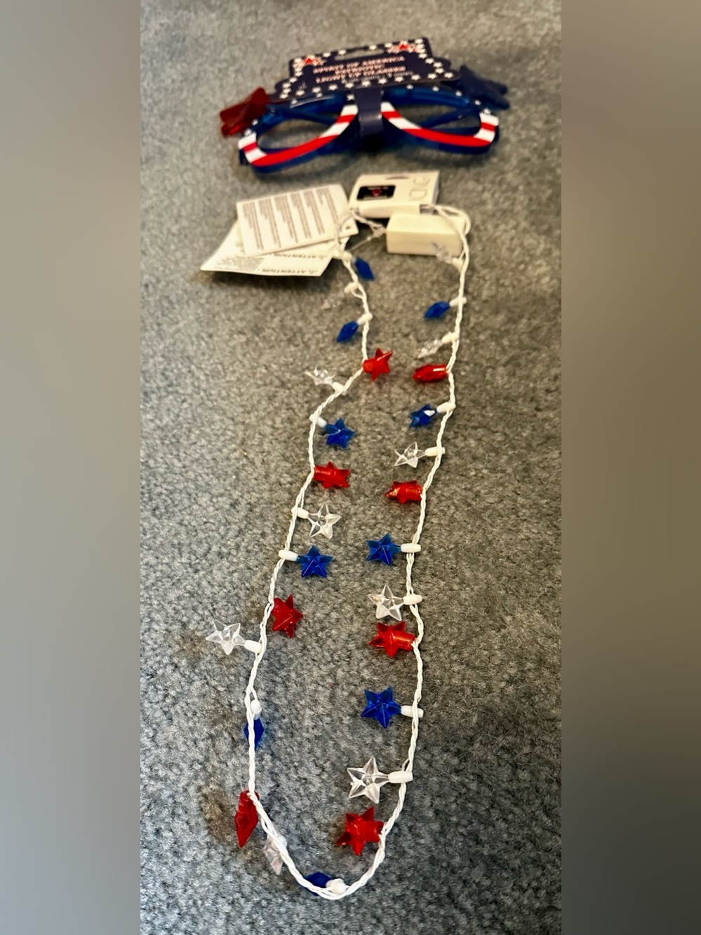 Women’s Star String Lights Necklace - Red, Blue & Clear 4th of July
